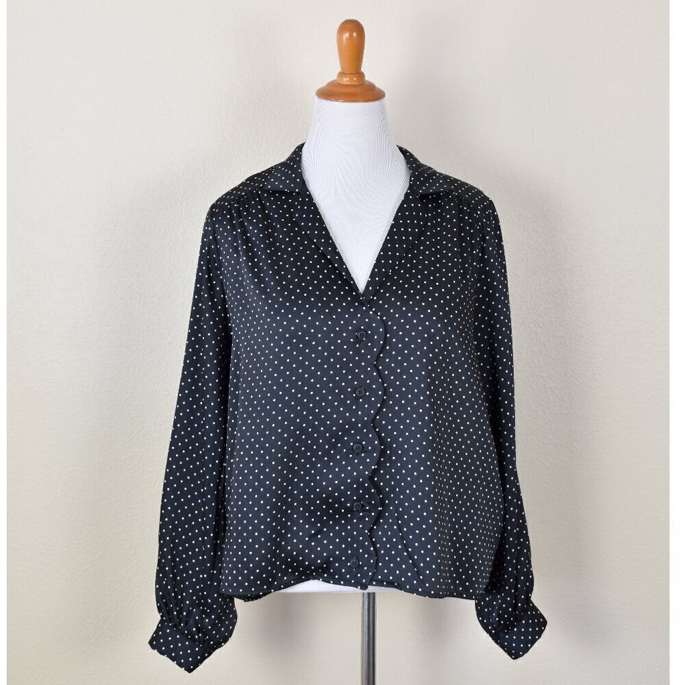 Topshop Polka Dot Scallop Blouse  NEW - 10